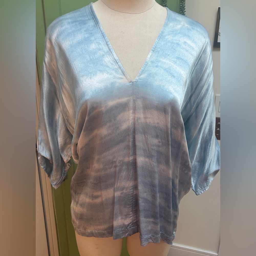 Tina Jo for Anthropologie satin tie dyed blouse